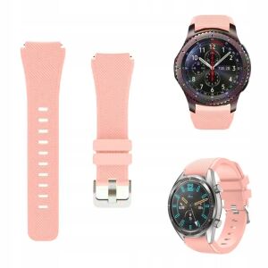 Szilikon szíj Huawei GT 2/3/4/5 PRO 46mm, Samsung Galaxy Watch 46mm/3 45mm, Gear S3, Amazfit GTR 4 3 2 Pro 47mm, Xiaomi Mi Color S1 karóra, rózsaszín 128568344 - Okosóra szíj