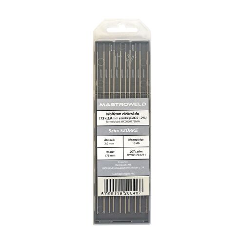 Wolfram elektróda 175 x 2,0 mm szürke (CeO2 - 2%) MW 162965428 - Hegesztő pálca