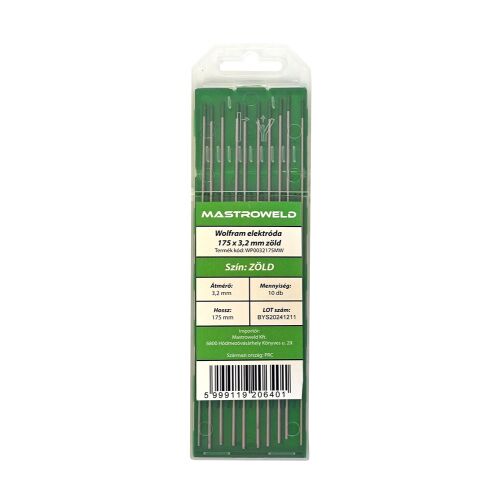 Wolfram elektróda 175 x 3,2 mm zöld MW 162966074 - Hegesztő pálca