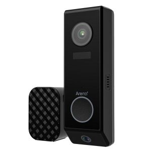 Sonerie video inteligentă Arenti P10, negru, vedere din față, fără fir, butonul soneriei - Sonerii