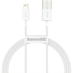 USB töltő- és adatkábel, Lightning, 100 cm, 2400 mA, törésgátlóval, gyorstöltés, PD, Baseus Superior, CALYS-A02, fehér 128587124 - Adatkábel