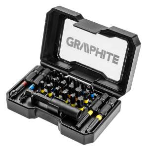 Graphite 23 piece screwdriver bit set with magnetic bit holder, 25mm bits, 50mm bits - Bit head