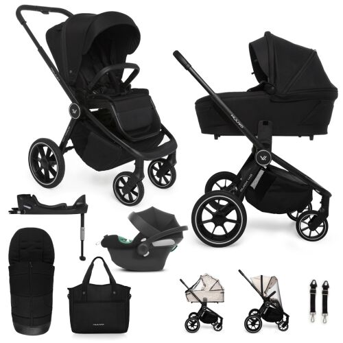 MUUVO Quick 4.0 Classic Black 2in1 babakocsi szett CYBEX Aton B2 i-Size autósüléssel és alappal, teljes utazórendszer