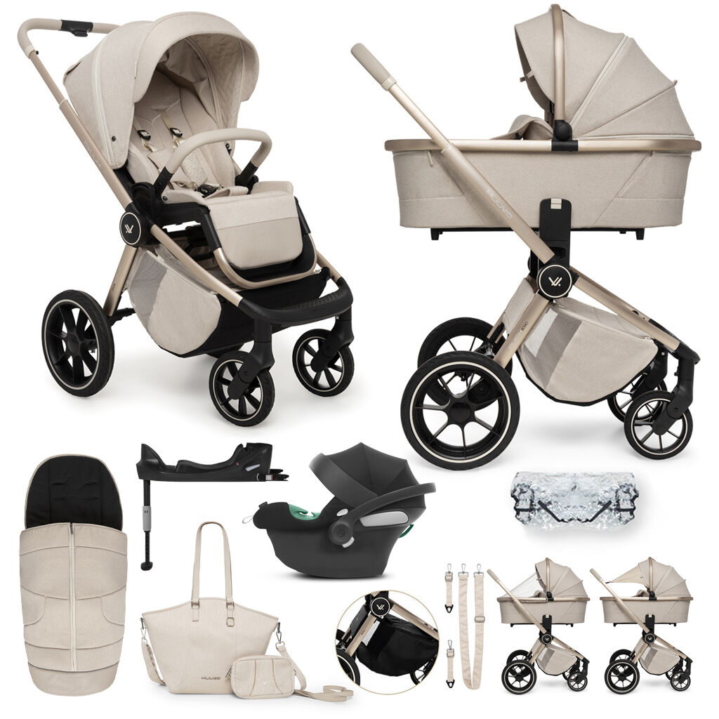 MUUVO KÉSZLET Babakocsi Quick Boho Beige szett 2v1 + CYBEX Aton B...