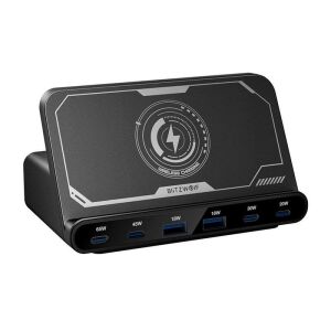 BlitzWolf BW-S27 asztali töltő, 2xUSB-A, 4xUSB-C (fekete) (BW-S27) 128623573 - Elem & akkumulátor