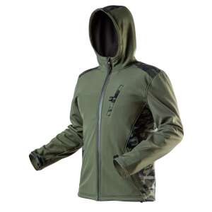 Jachetă de lucru Neo softshell, model camuflaj, verde oliv, rezistentă la vânt, impermeabilă, respirabilă, cu glugă - Neo Palton de lucru