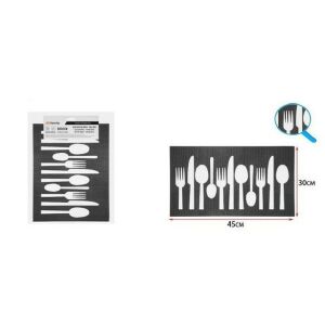 Family tányéralátét 30X45cm fekete, fehér evőeszközÖK 128651011 - Tányéralátét