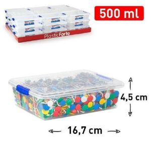 TÁROLÓ DOBOZ MŰA. ÁTLÁTSZÓ 500ML 4,5X16,7CM 128653127 - Tárolódoboz & kosár