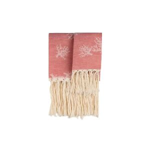Set de prosoape Casa Amalfi Coral Fringe, 2 bucăți, coral, 70x135 cm, bumbac și in, prosop de mână și prosop de baie - Prosop