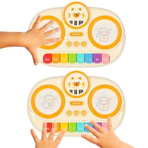 Gyermek interaktív orgona zongora oktatási bézs being played by two children - Musical Toy