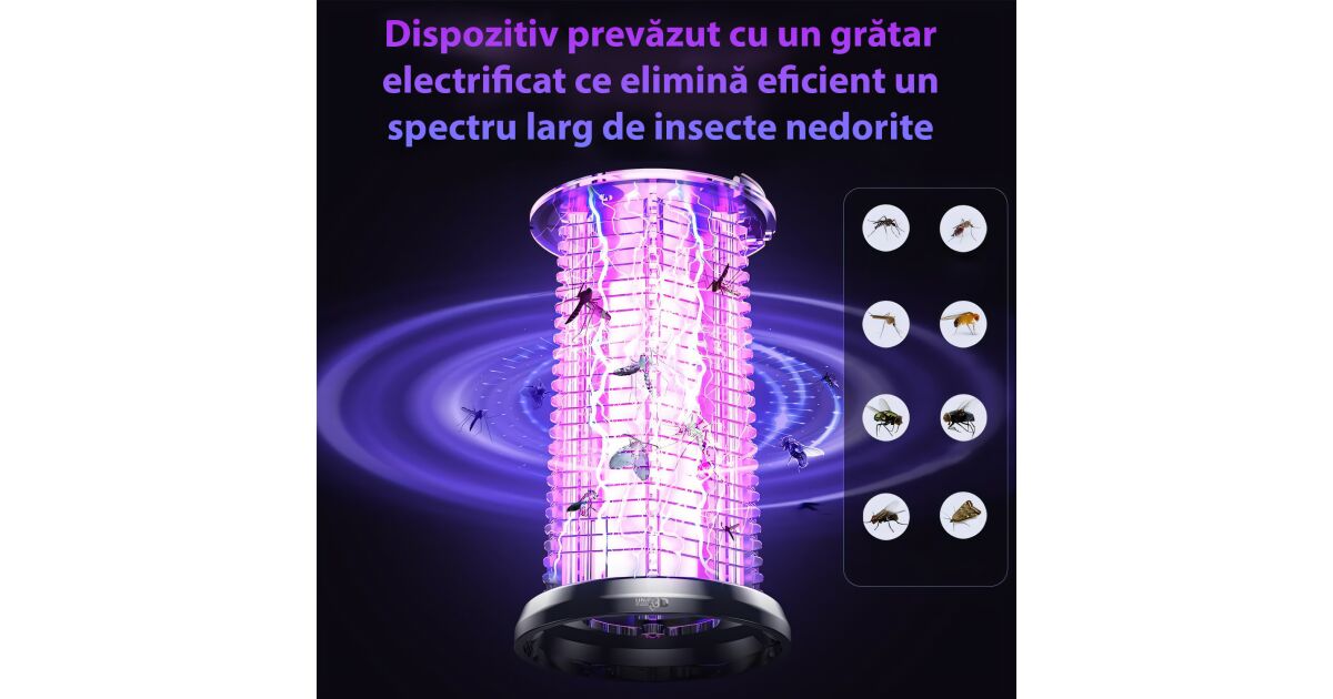 Anti rovar UV lámpa 2-in-1.15 W 4200V, USB Type-C, LED, 3 fokozatú fényerősség, SOS fény, 2000mAh akkumulátor, nagy lefedettség, ideális beltéri és kültéri 128675903