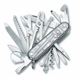 Victorinox SwissChamp Silvertech zsebkés, sokoldalúságot bemutató, több eszközzel nyitva - Zsebkés tok & Bicskatok