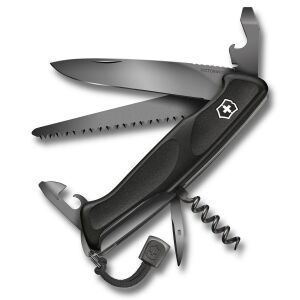 Victorinox Ranger Grip 55 Onyx Black svájci bicska, többfunkciós eszköz pengével, fűrésszel és üvegnyitóval - Zsebkés tok & Bicskatok