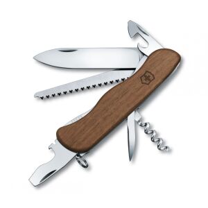 Victorinox Forester Wood svájci bicska fa markolattal, pengével, fűrésszel, üvegnyitóval és dugóhúzóval - Zsebkés tok & Bicskatok