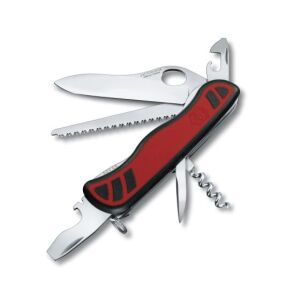Victorinox Forester M Grip egykezes zsebkés, piros markolat, többféle szerszám, beleértve a fűrészt és a sörnyitót - Zsebkés tok & Bicskatok