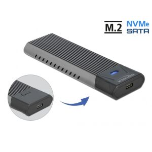 Delock Külső USB Type-C kombinált ház M.2 NVMe PCIe vagy SATA SSD eszközhöz - szerszám mentes (42638) 128681790 - Külső merevlemez ház