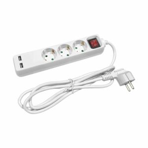 Entac elosztó 3-as, kapcsolóval 1,5m 2 USB 128707016 - Entac