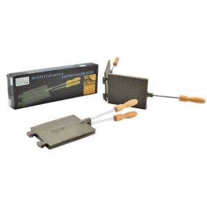 Perfect Home öntöttvas ostyasütő fa nyéllel, 25cm x 15cm - Ostyasütő