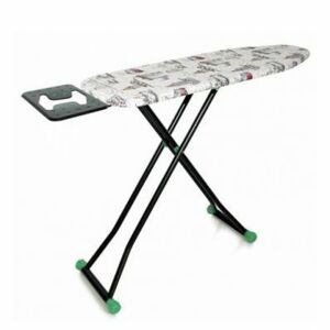 House Plus vasalódeszka állítható magassággal, 36x112cm, fekete váz, zöld lábak, vasaló támasztékkal - Vasalódeszka és Vasalódeszka huzat