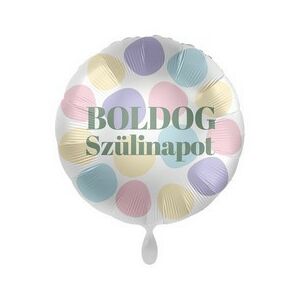 17 inch-es Boldog Szülinapot Pasztel Kör Mintás Fólia Lufi