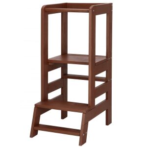 Springos Brauner Holz Küchen Tritthocker für Kinder - Babymöbel