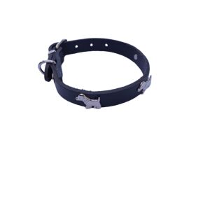 Zgarda neagra accesoriu catel, piele naturala, pentru caini mici, 35 x 1.5 cm, diametru 22-30 cm 128752090 - Coliere pentru animale de companie