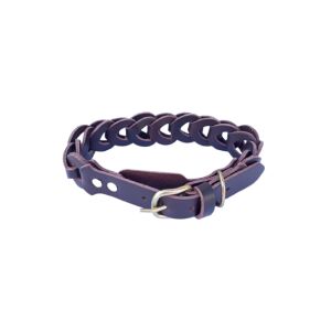 Zgarda maro ciocolatiu, impletita, din piele naturala, pentru caini 60x3 cm, ajustabil 46-54 cm 128752095 - Coliere pentru animale de companie