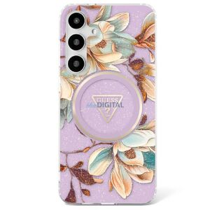 Guess GUHMS25LHFLPEDU IML Metal Glitter Flowers Triangle MagSafe-kompatibilis tok Samsung Galaxy S25 Ultra - lila 128755832 - Guess