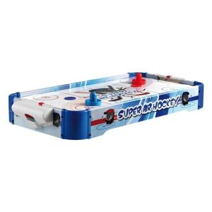 Super Air Hockey asztal, kék és fehér színben, 2 koronggal és 2 bábuval - Léghoki asztal
