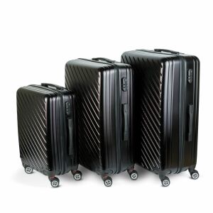 Bewello 3 részes fekete keményfalú bőrönd szett - Bewello