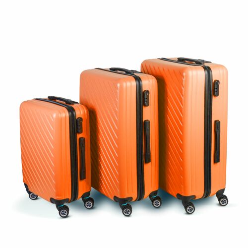 Bewello 3 részes narancssárga bőrönd szett, keményfalú bőröndök