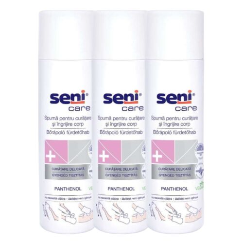 Seni Care Reinigungsschaum 3x500ml, sanfte Hautpflege bei Inkontinenz, Körperreinigungsschaum