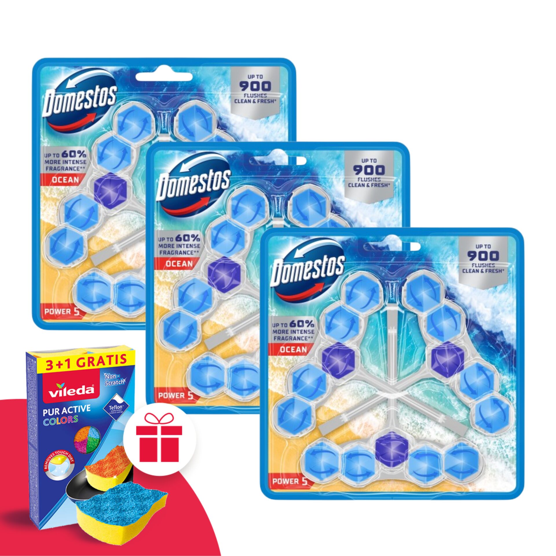 E-shop Domestos Power5 Blok na osvieženie toalety Ocean (9x50g) + darček...