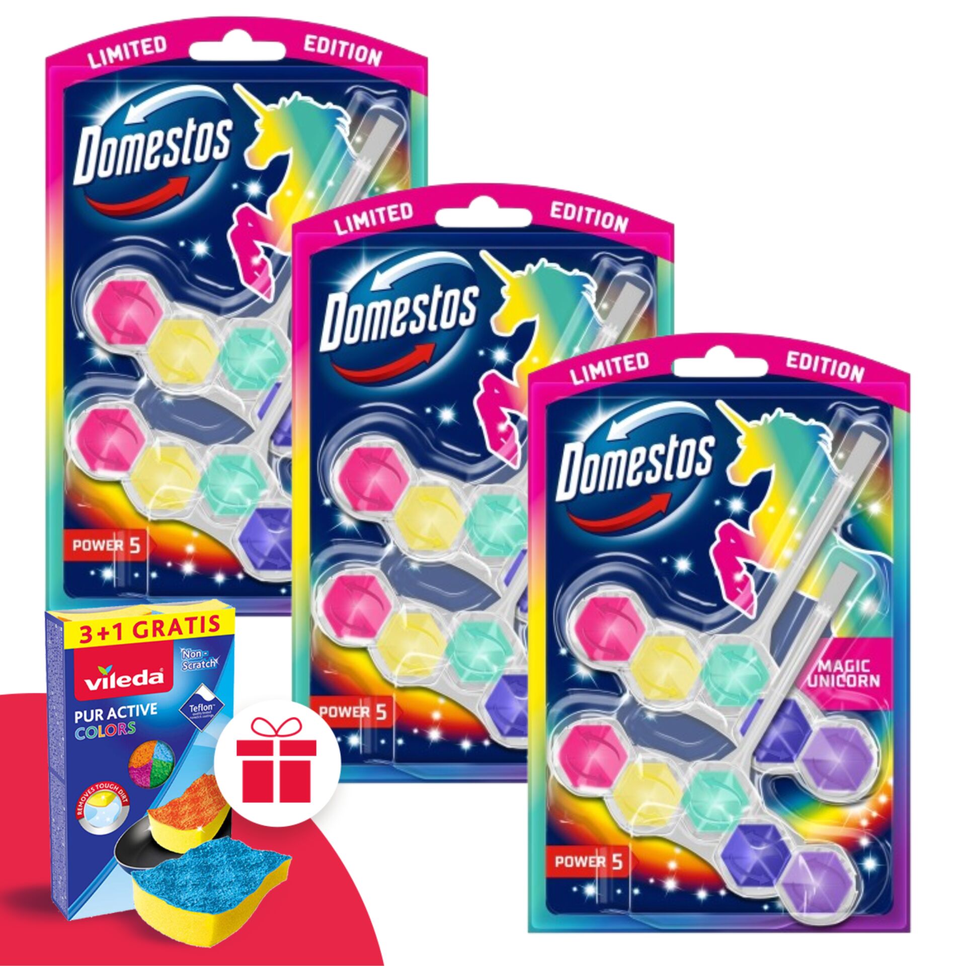E-shop Domestos Power5 Blok na osvieženie toalety Magic Unicorn (6x50g)...
