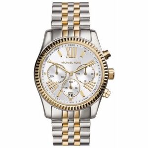 Michael Kors MK5955 Lexington Zweifarbige Damenuhr mit silbernem Zifferblatt - Damen-Accessoires
