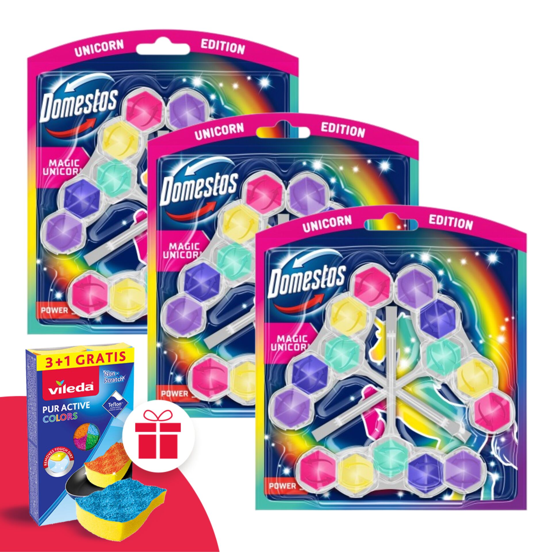 Domestos Power5 WC frissítő blokk Magic Unicorn (9x50g) + Ajándék...