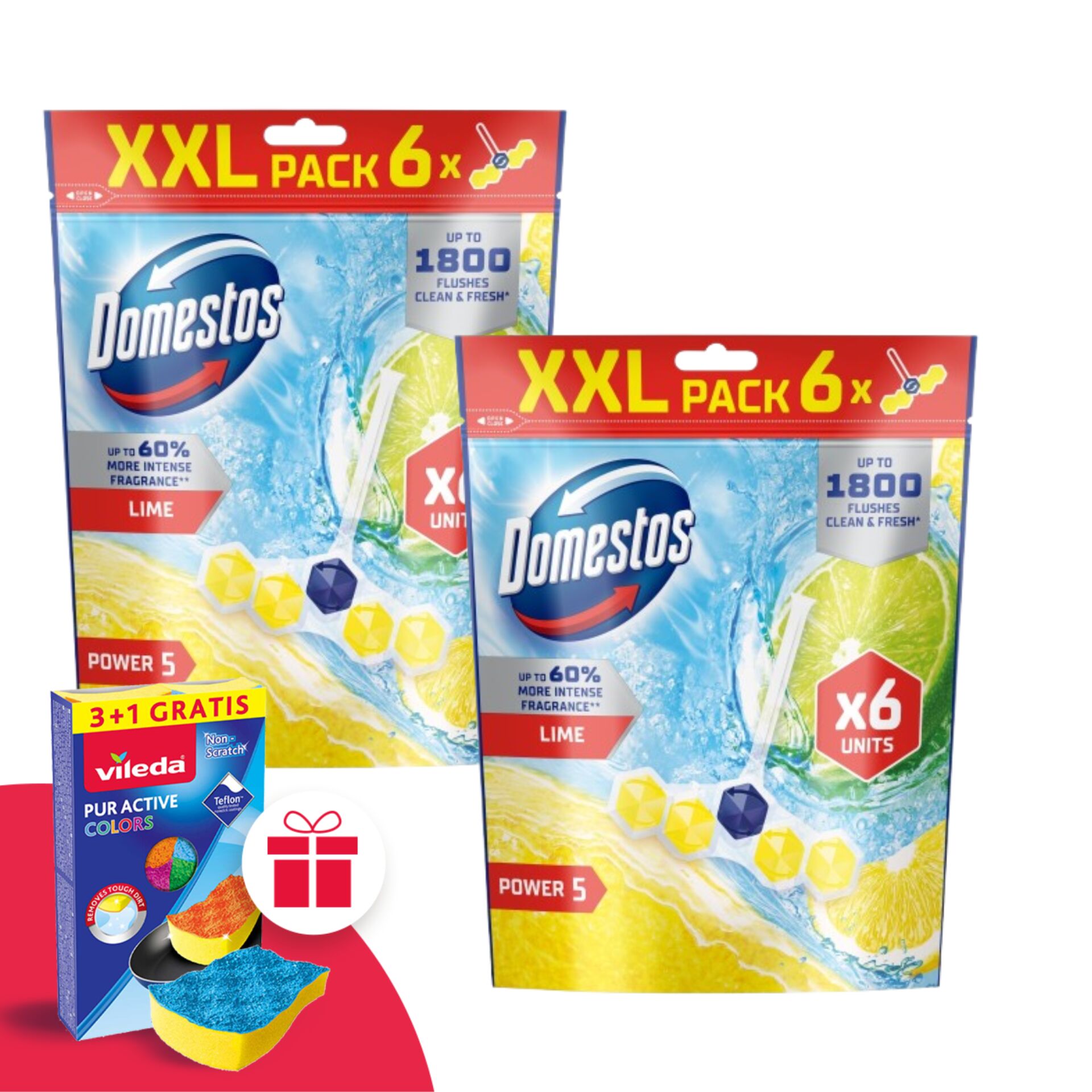 E-shop Domestos Power5 Osviežujúci blok na toaletu Limetka (12x50g) + da...