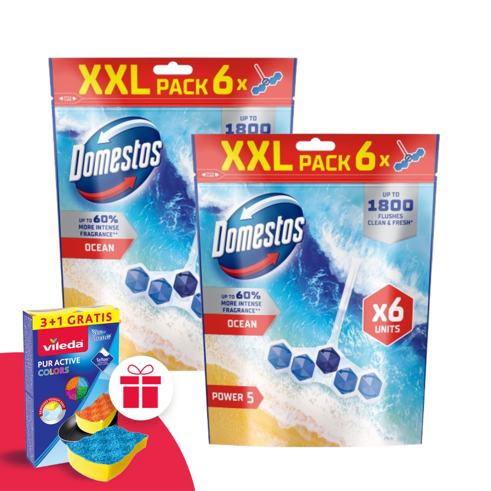 E-shop Domestos Power5 Blok na osvieženie toalety Ocean (12x50g) + darče...