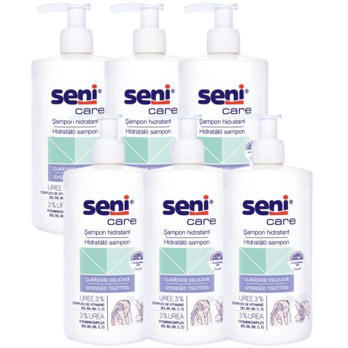 Seni Care Șampon hidratant 6x500ml, curățare delicată pentru scalp uscat și sensibil