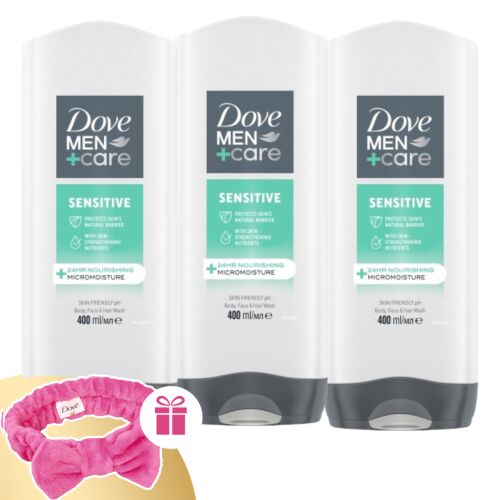 Dove Men+Care Sensitive Duschgel 3x400ml mit gratis Haarband