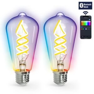 Bluetooth intelligens izzó Mesh ST64 4.9W RGBW 2 db. távirányítóval 128781588 - Okoslámpa
