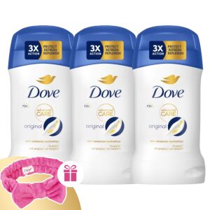 Dove Advanced Care Original Antiperspirant Deodorant Stick 3x50ml with Free Headband - Dove