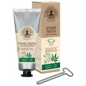 Natava bylinná zubná pasta s CBD, 80g, s krabičkou a stláčačom na tuby - Zubná pasta