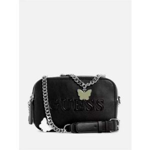 GUESS Lilly fekete műbőr crossbody táska láncos pánttal és pillangó charm-mal - Guess