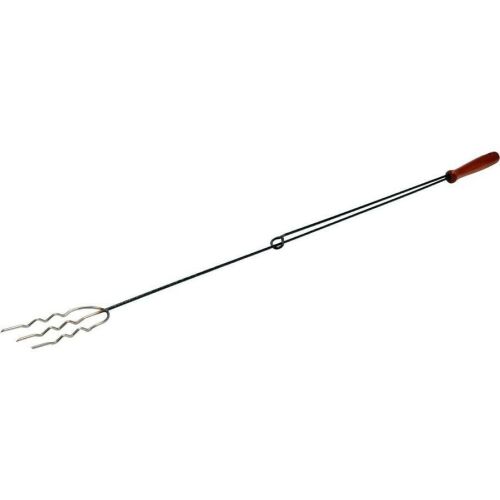 120 cm langer Grillspieß mit Holzgriff und wellenförmiger Edelstahlgabel