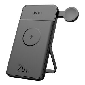 Proove Power Stand 2 az 1-ben 20W 10000mAh Power Bank - fekete, ferde nézet - Proove