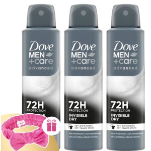 Dove Men's Deodorant Invisible Dry 3x150ml + Gift Hairband 128832462 - Dove