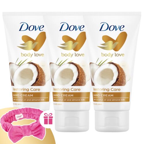 Dove Handcreme Nourishing Secrets Restoring Ritual 3x75ml + Geschenk-Haarband