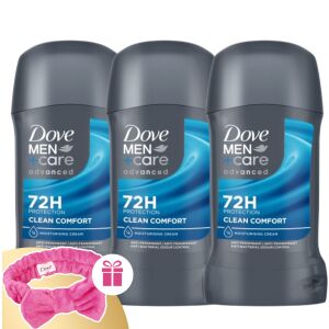 Dove Men+Care Advanced Clean Comfort Antiperspirant Deodorant 3-pack with Free Headband - Dove