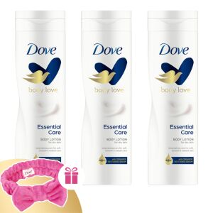 Dove Essential Care Losion za tijelo 3x250ml s poklon setom trake za kosu - Dove
